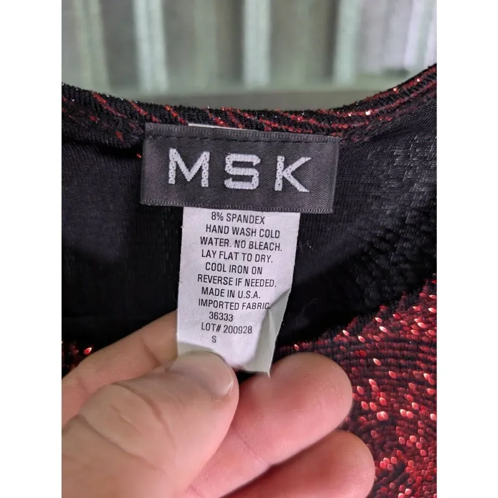 MSK Cardigan Jacket Red/Black All Over Beaded Embellished Artsy Evening Women's
